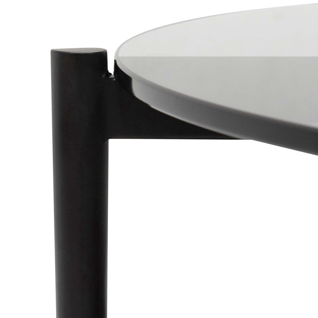 CCF6525-IG Round Grey Glass Coffee Table - Black