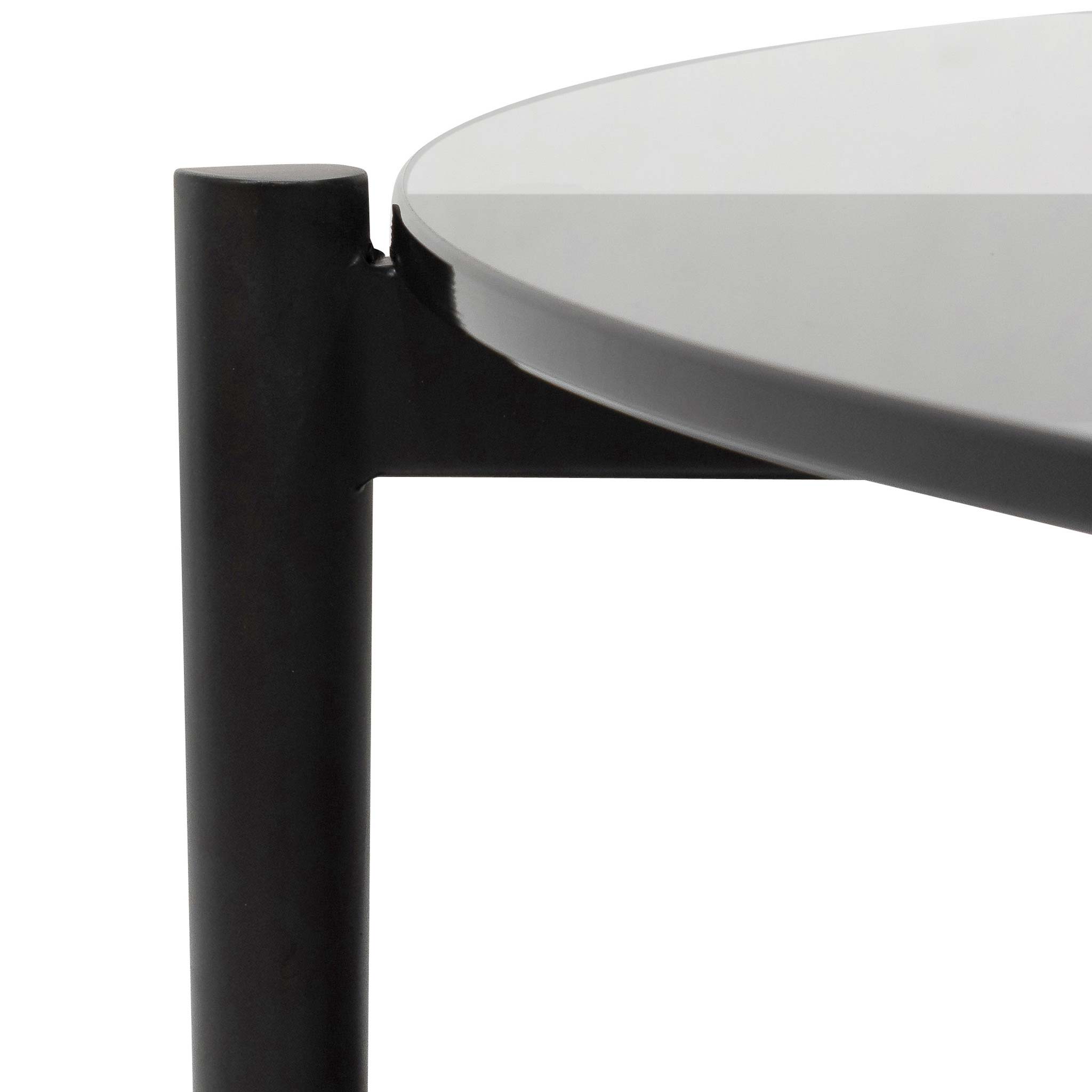 CCF6525-IG Round Grey Glass Coffee Table - Black