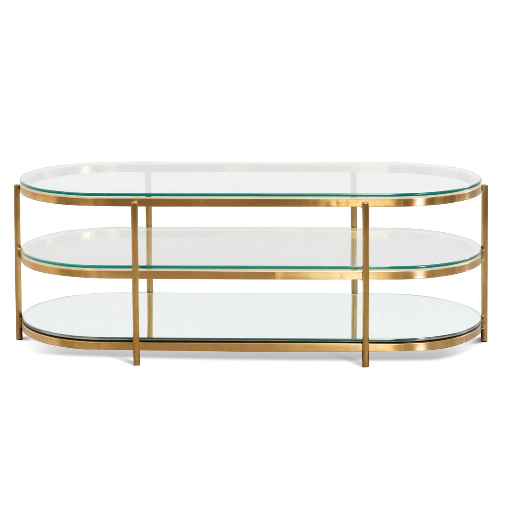 CCF6570-BS 1.2M Oval Glass Coffee Table - Bushed Gold