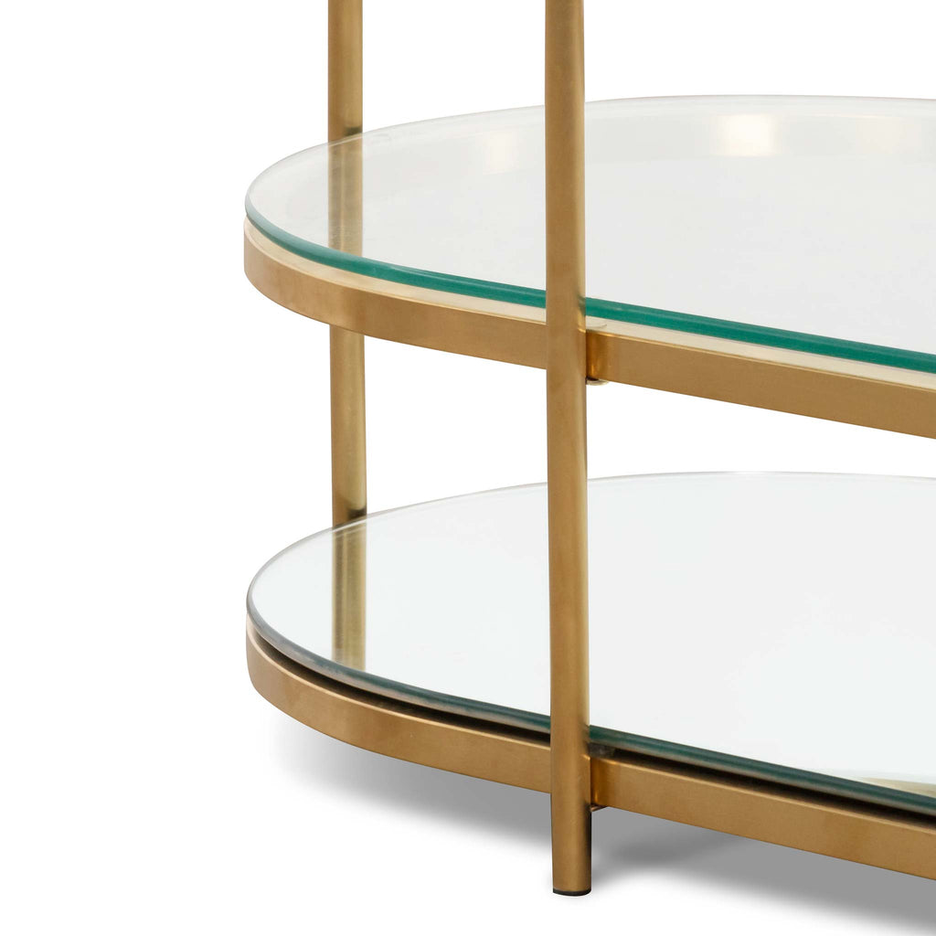 CCF6570-BS 1.2M Oval Glass Coffee Table - Bushed Gold