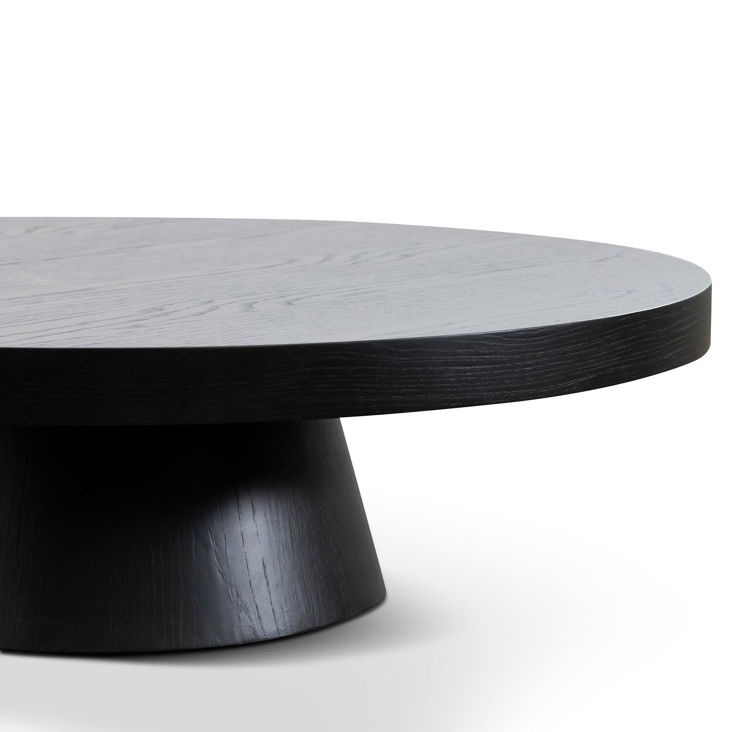 1.1m Round Coffee Table - Black Oak