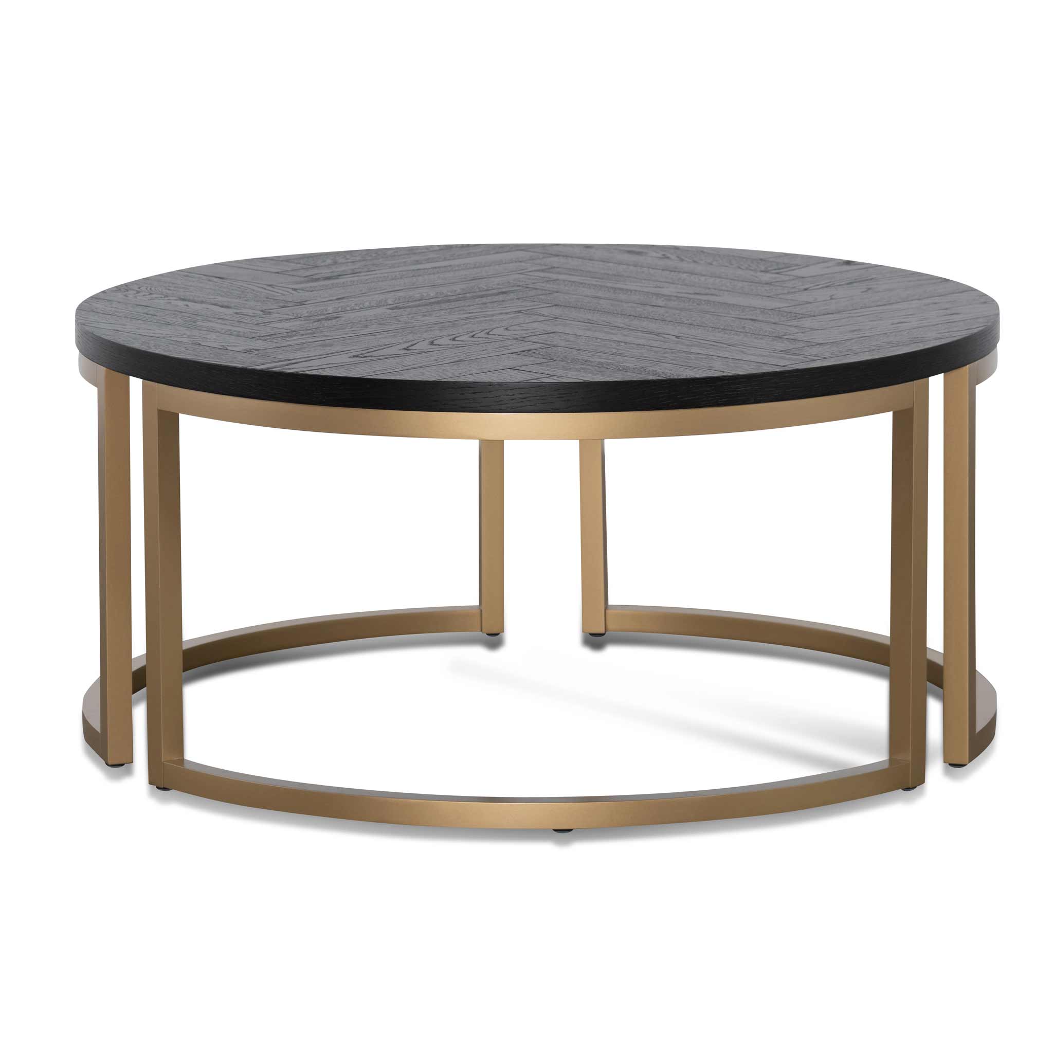 Round Coffee Table - Peppercorn and Brass