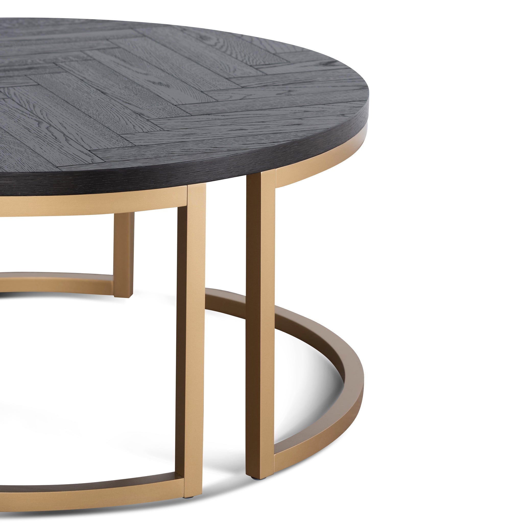 Round Coffee Table - Peppercorn and Brass