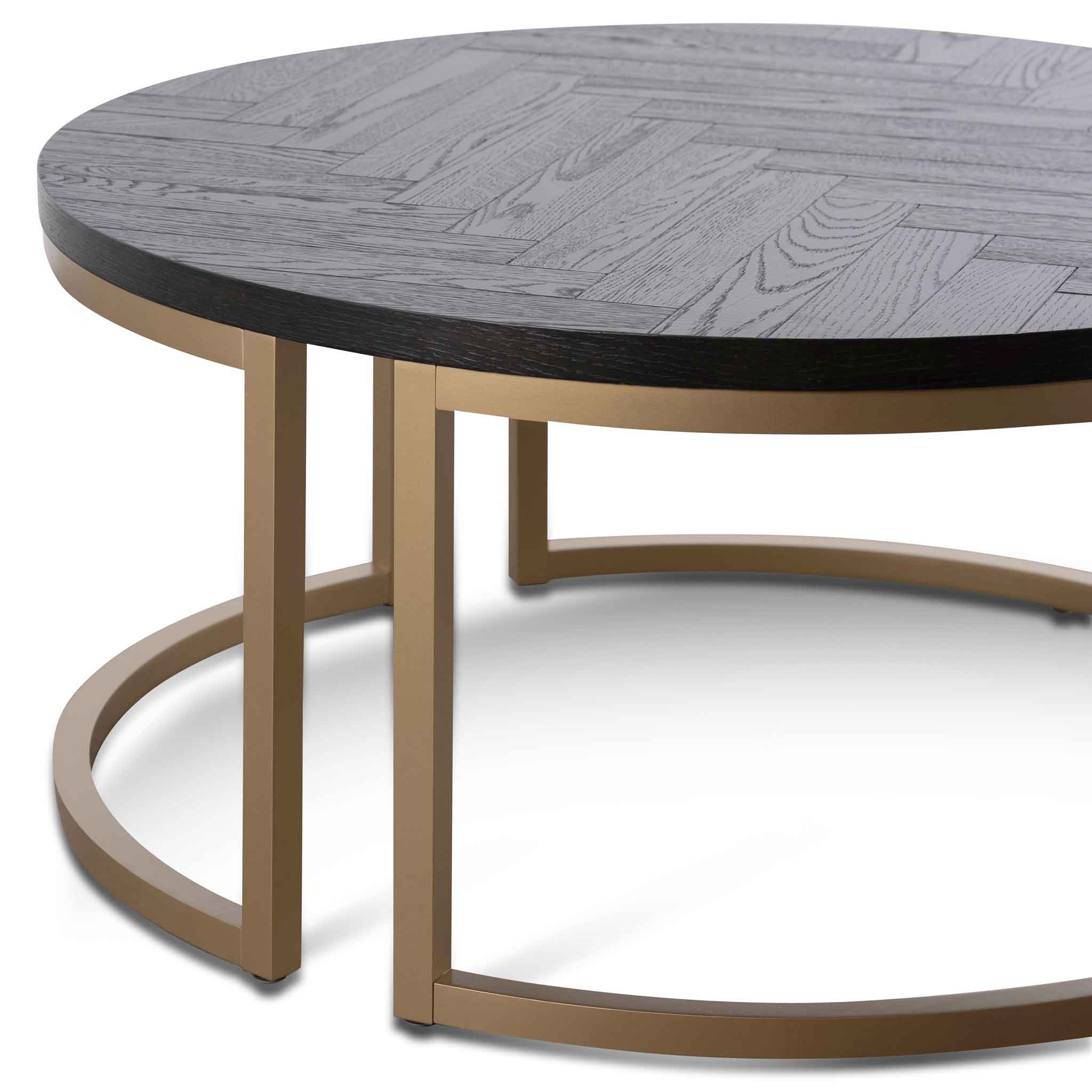 Round Coffee Table - Peppercorn and Brass