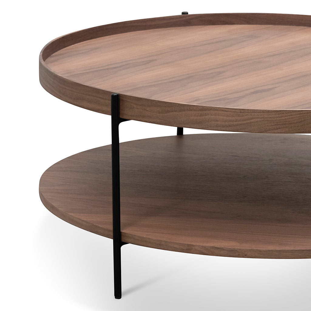 90cm Round Coffee Table - Walnut