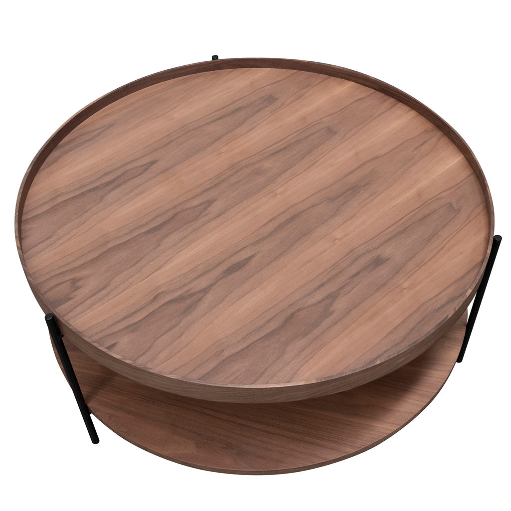 90cm Round Coffee Table - Walnut