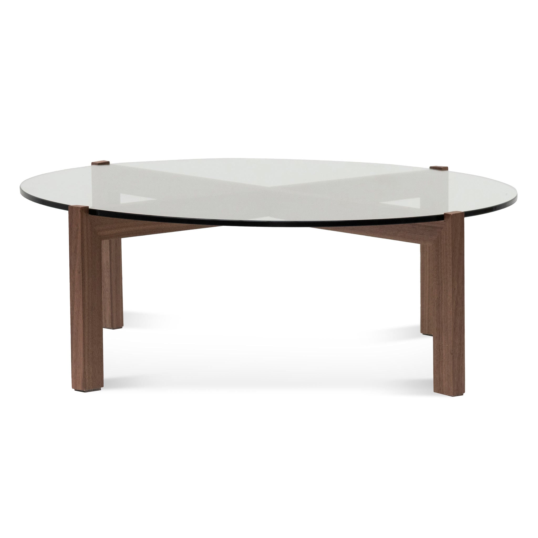 CCF6916-DW 103cm Round Glass Top Coffee Table - Walnut