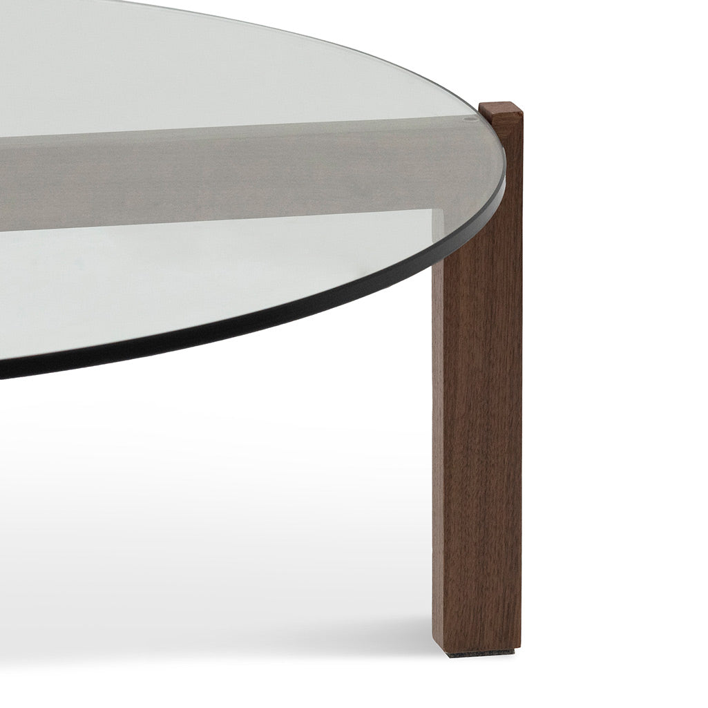 CCF6916-DW 103cm Round Glass Top Coffee Table - Walnut