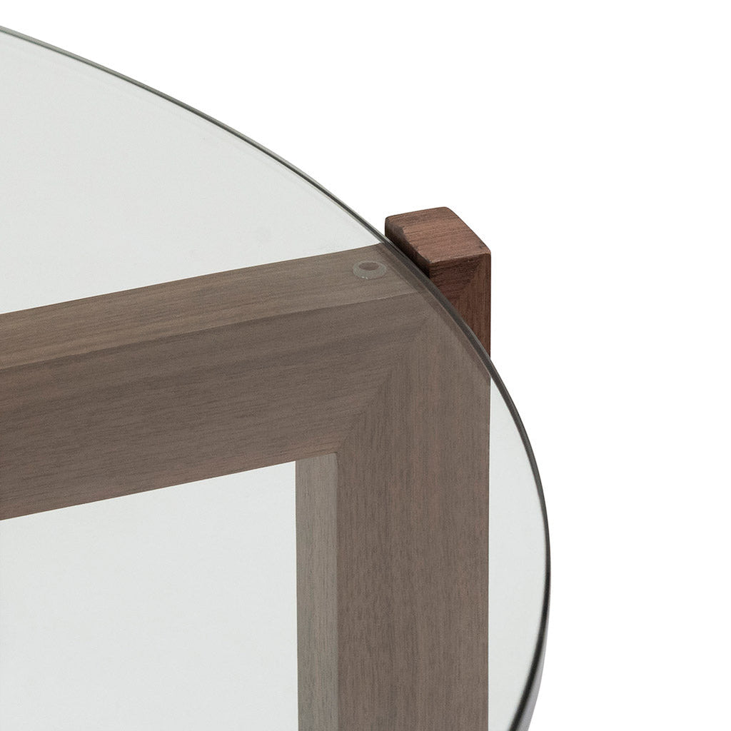 CCF6916-DW 103cm Round Glass Top Coffee Table - Walnut