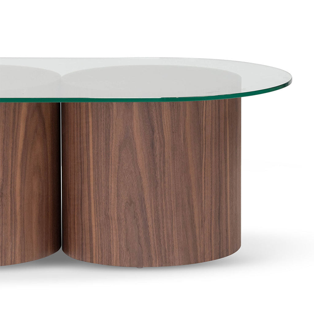CCF8038-DW 1.4m Oval Glass Coffee Table - Walnut