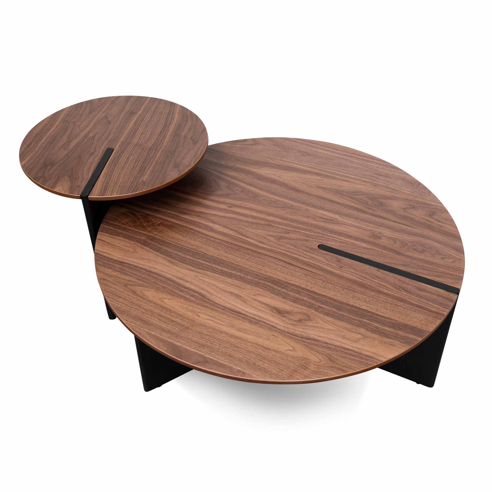 Nest of Light Walnut Coffee Table - Black