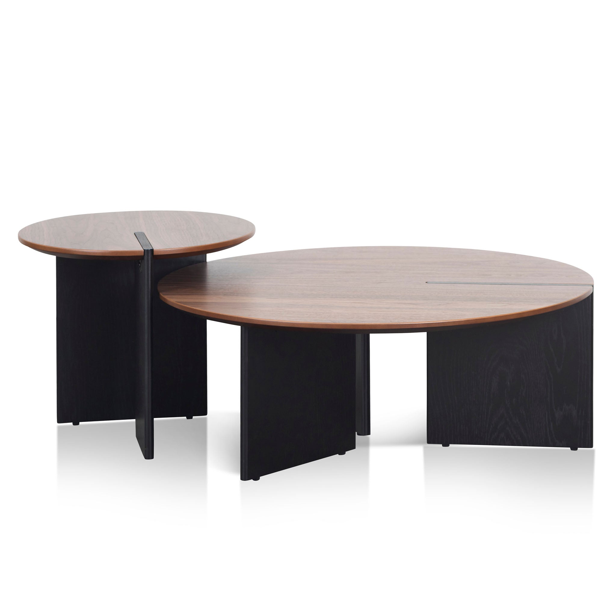 Nest of Light Walnut Coffee Table - Black