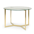 Cannon 1.2m Round Glass Dining Table - Gold Base
