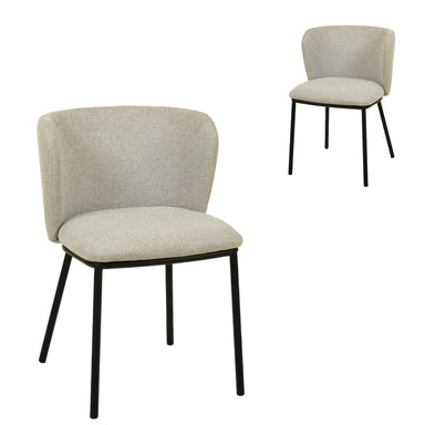 Coastal Fabric Dining Chair - Light Grey (Set of 2)