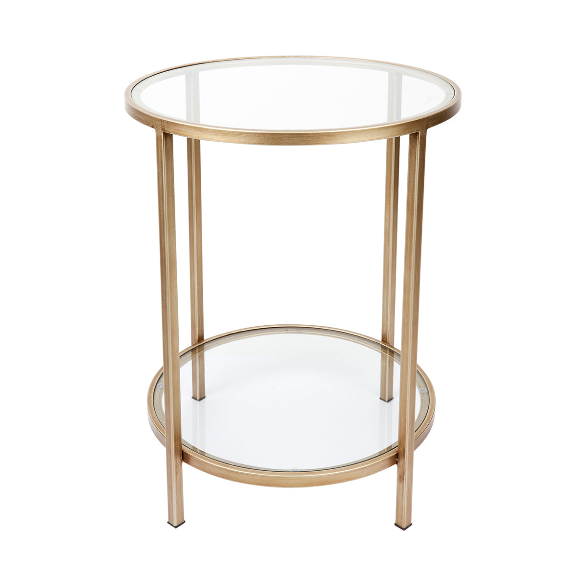 Cocktail Glass Round Side Table - Antique Gold
