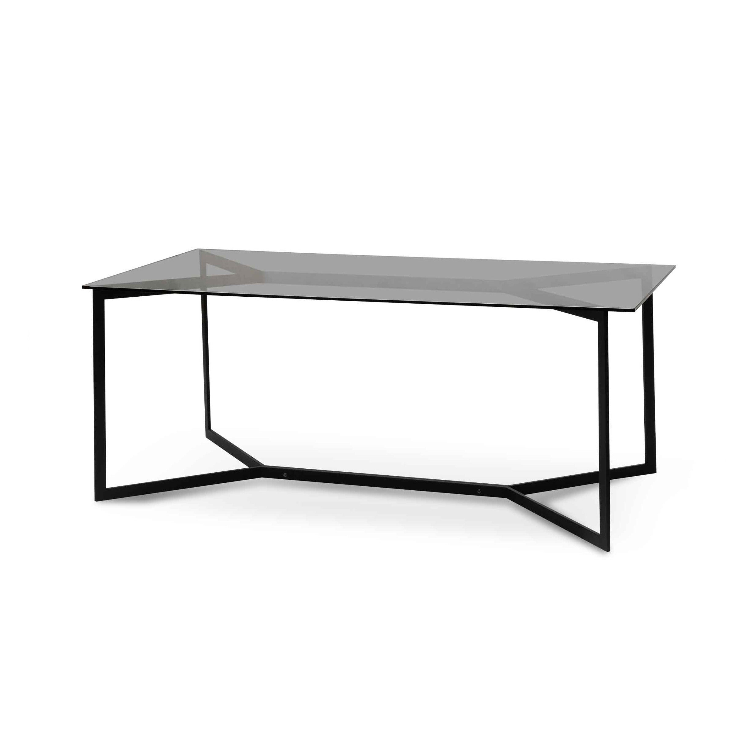 Connor 1.9m Grey Glass Dining Table - Black