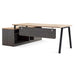 Cuevas Right Return Office Desk - Black with Natural Top