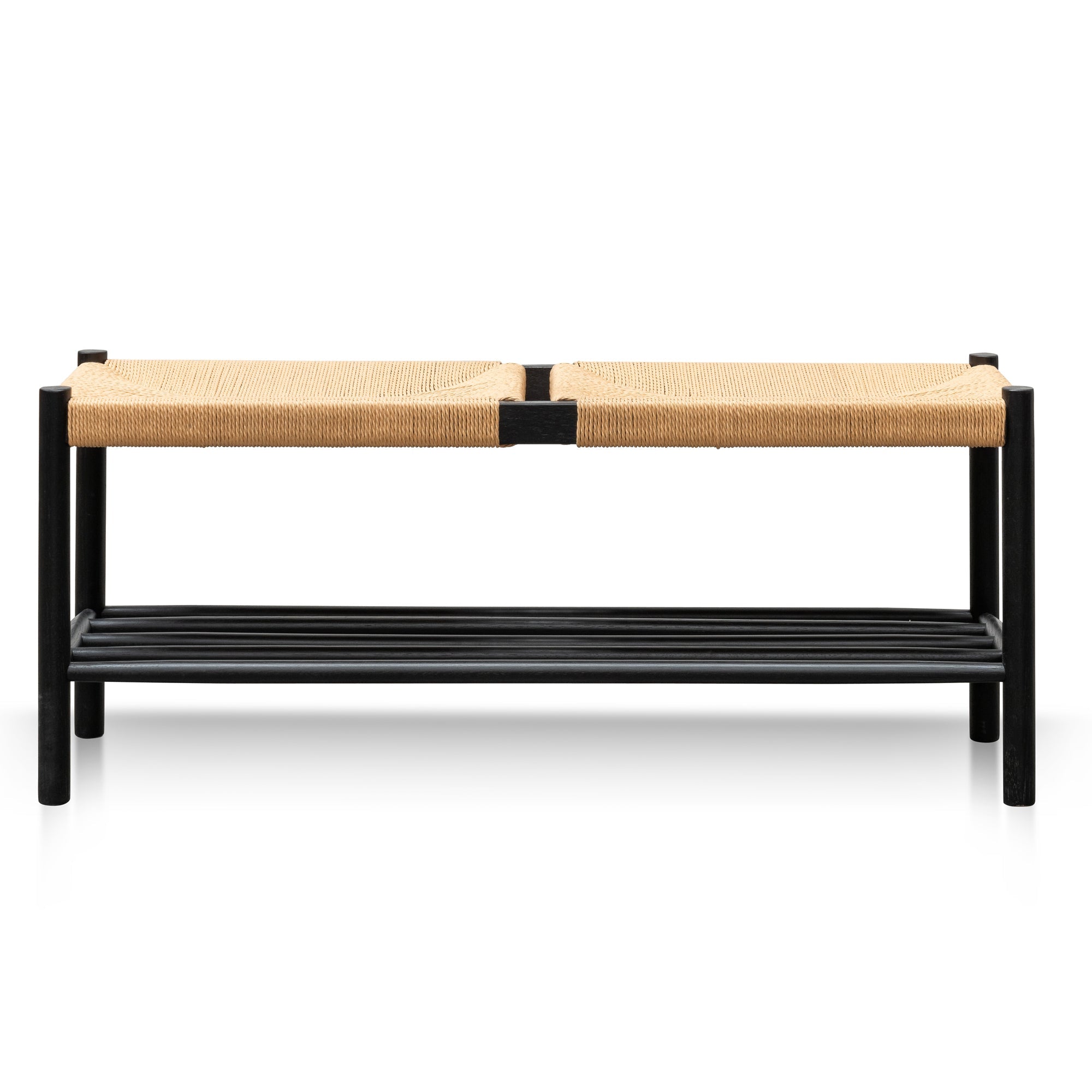 Estelle 110cm Black Oak Bench - Natural Seat