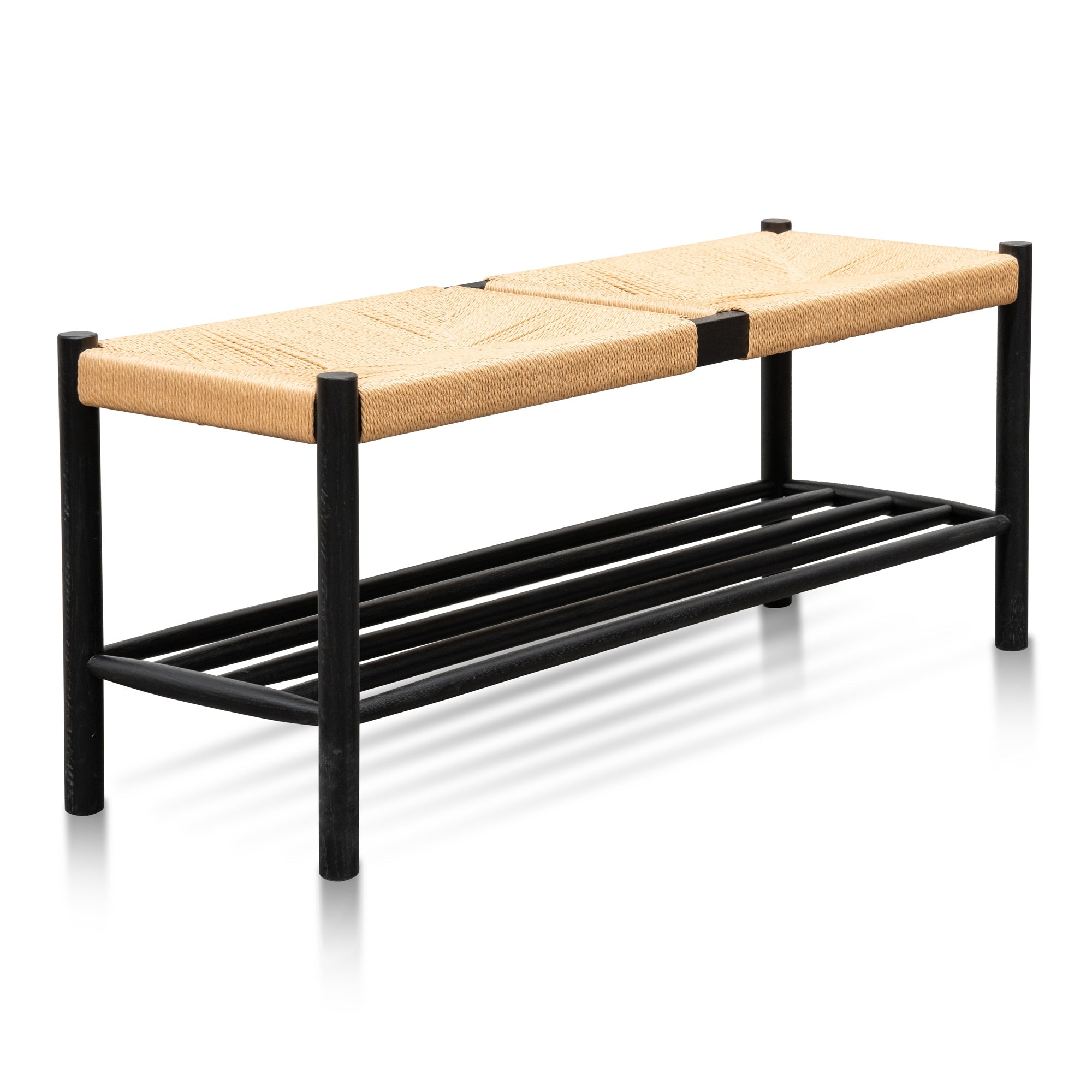 Estelle 110cm Black Oak Bench - Natural Seat