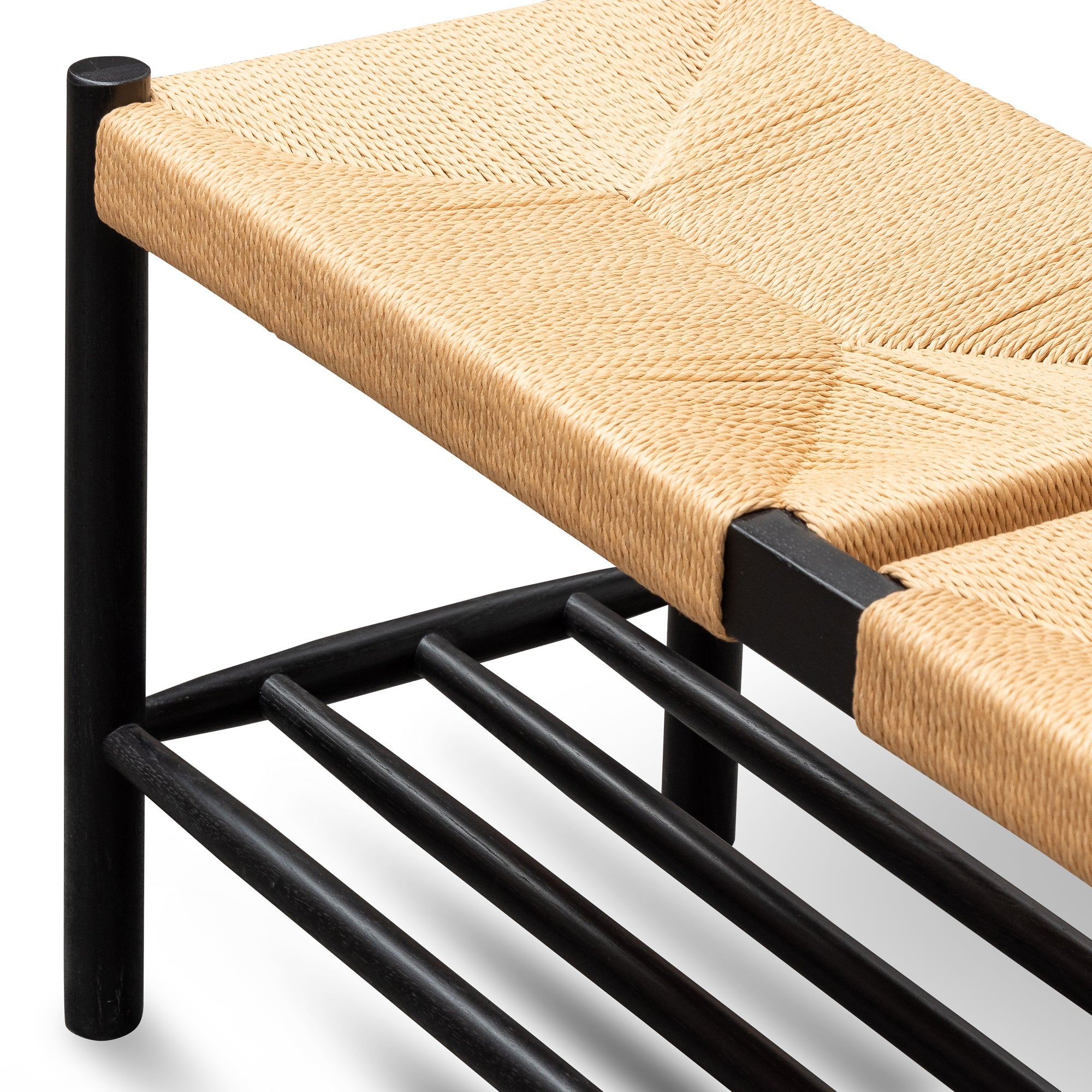 Estelle 110cm Black Oak Bench - Natural Seat