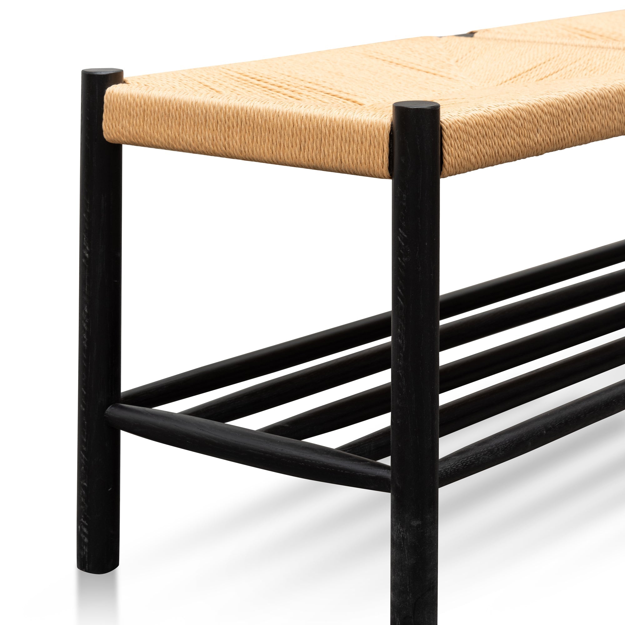 Estelle 110cm Black Oak Bench - Natural Seat