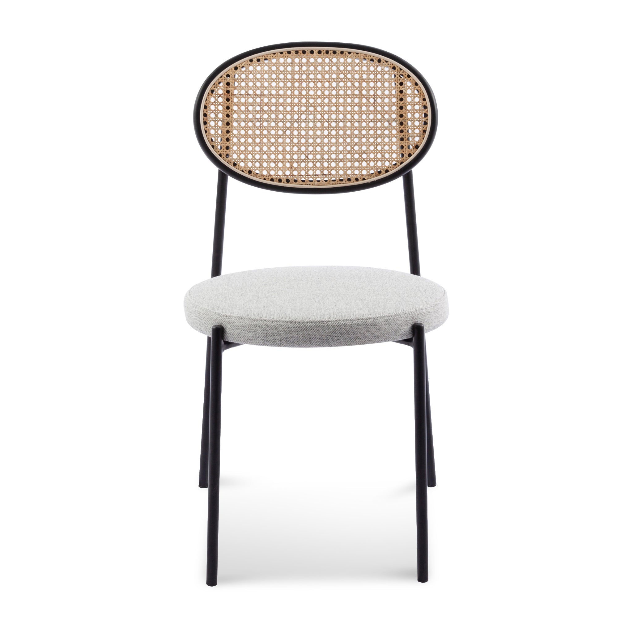 Rattan Back Dining Chair - Silver Grey