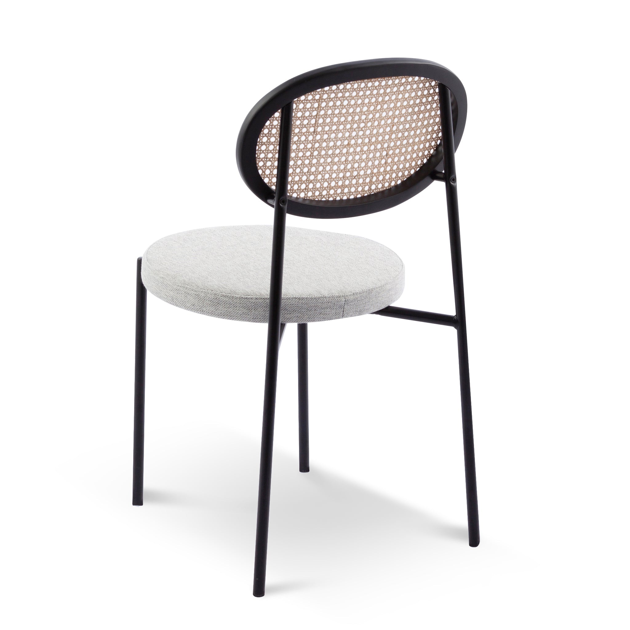 Rattan Back Dining Chair - Silver Grey