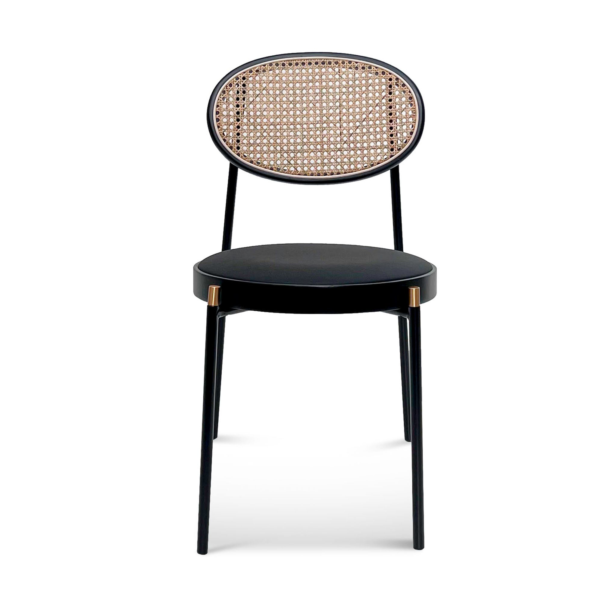 Natural Rattan Dining Chair - Black