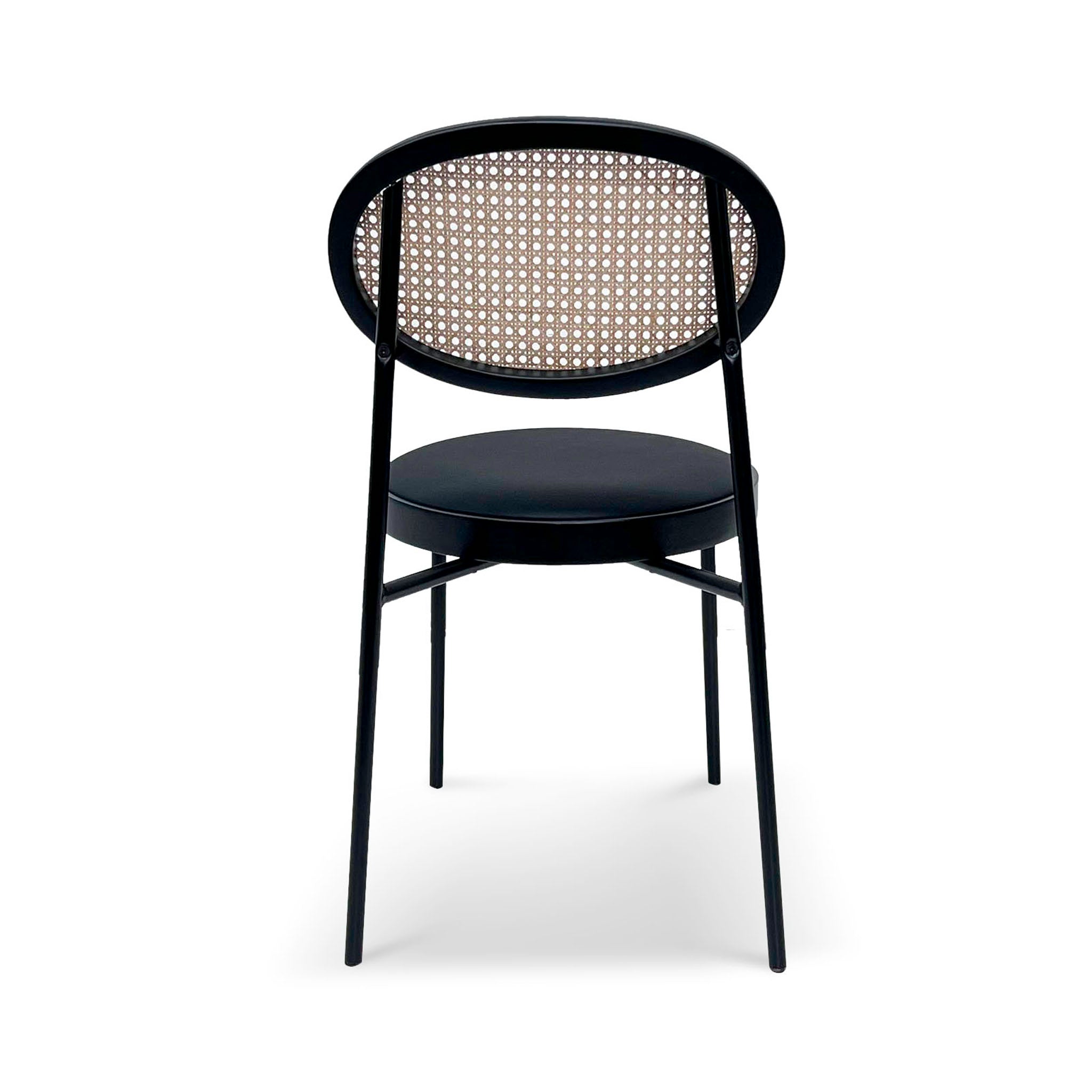 Natural Rattan Dining Chair - Black