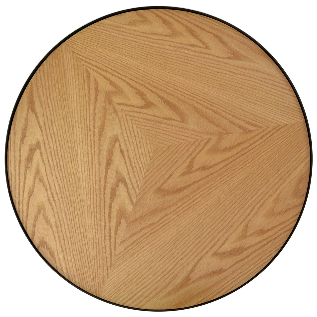 CCF388L-BB 90x45cm Round Coffee Table - Natural Top - Black Frame