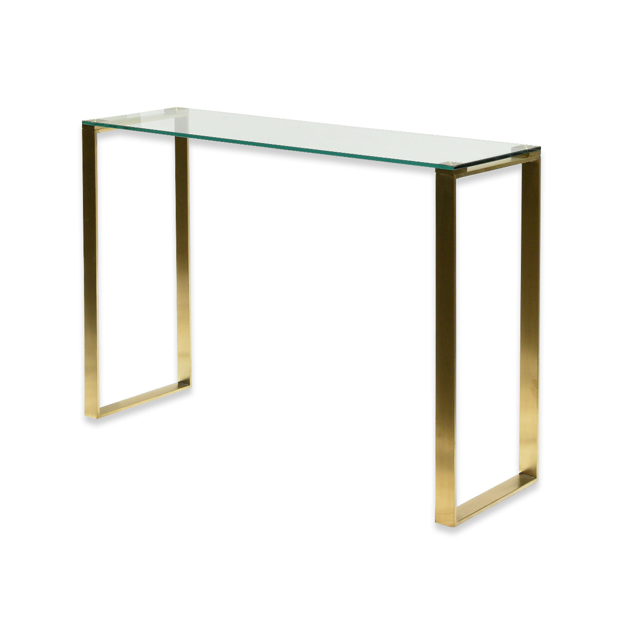 Dara Glass Console Table - Brushed Gold Base