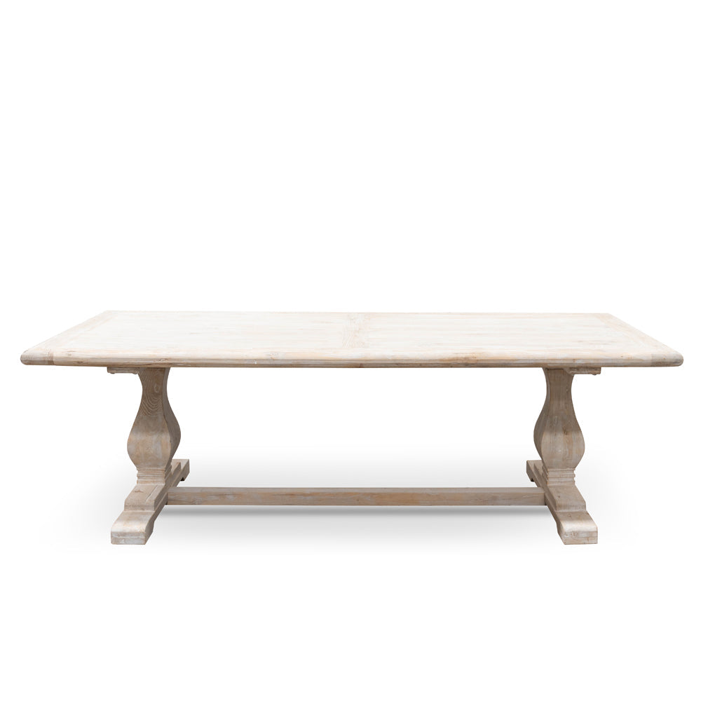 Winston Dining Table 2.4m - Rustic White Washed