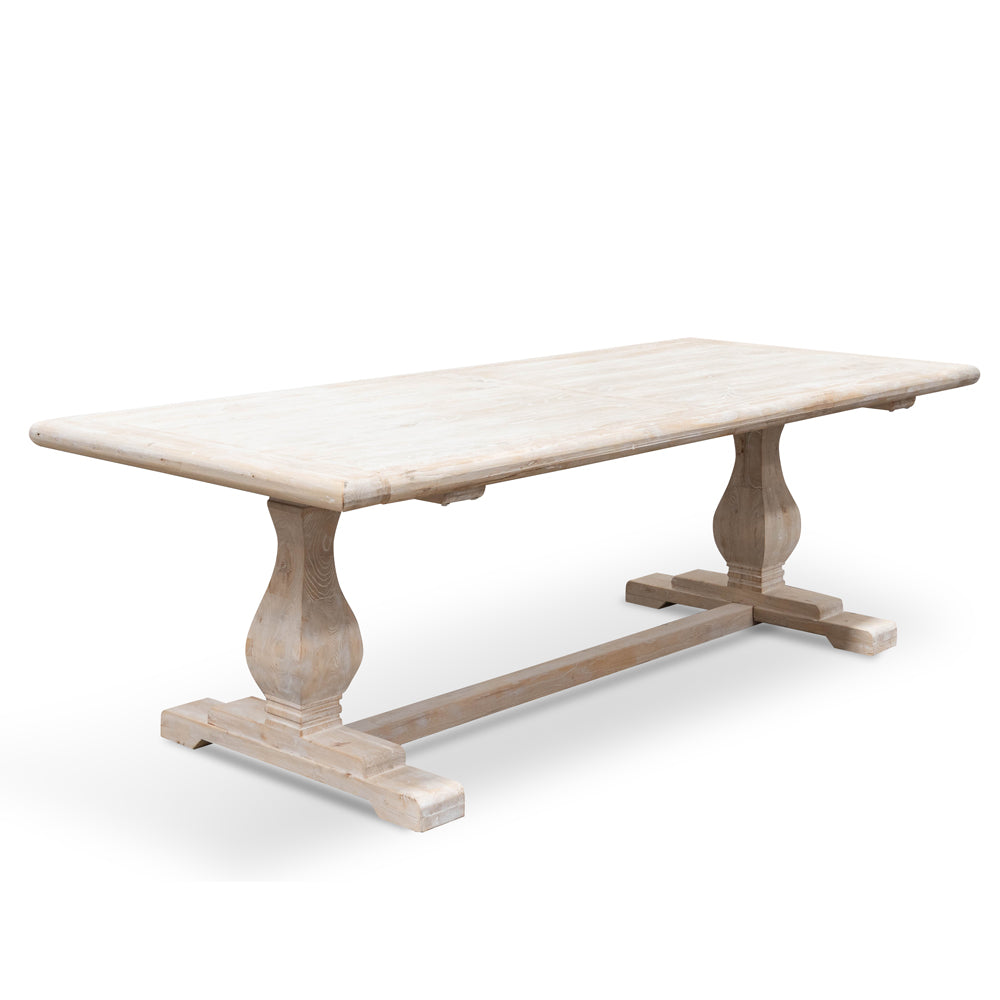 Winston Dining Table 2.4m - Rustic White Washed