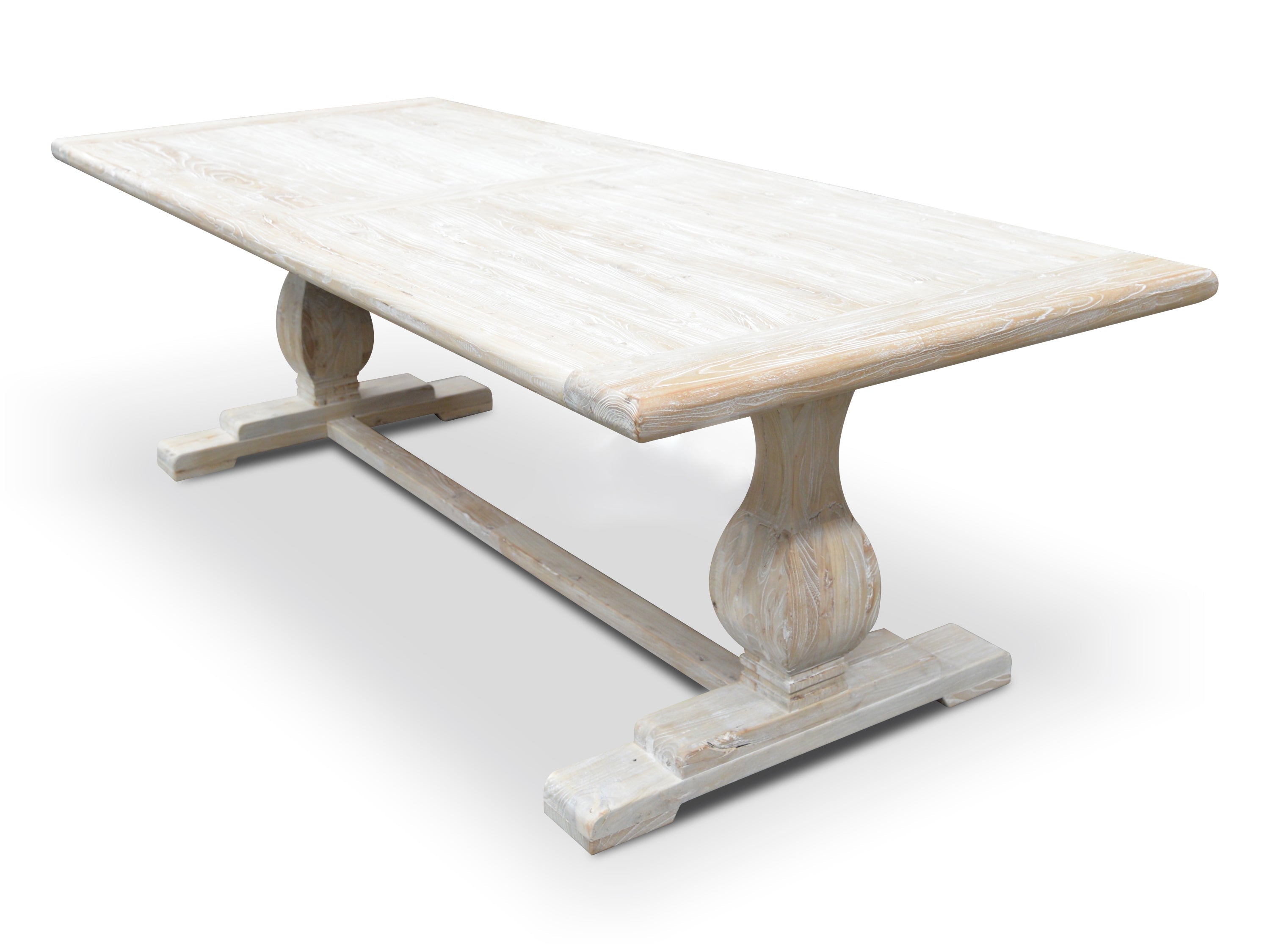 Winston 198cm Dining Table - Rustic White Washed