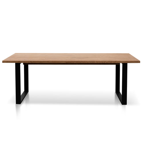CDT6059-SI 2.2m Straight Top Dining Table - Rustic Oak Veneer - Metal Legs