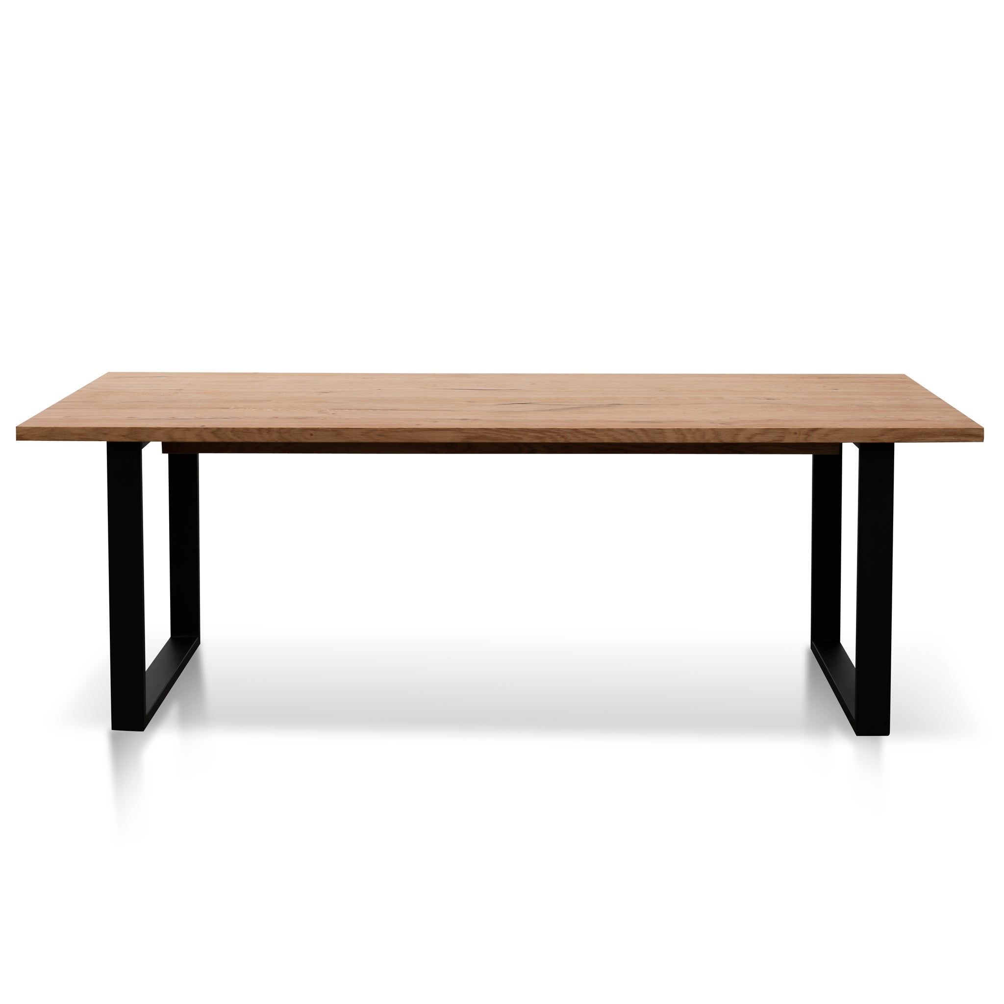 CDT6059-SI 2.2m Straight Top Dining Table - Rustic Oak Veneer - Metal Legs