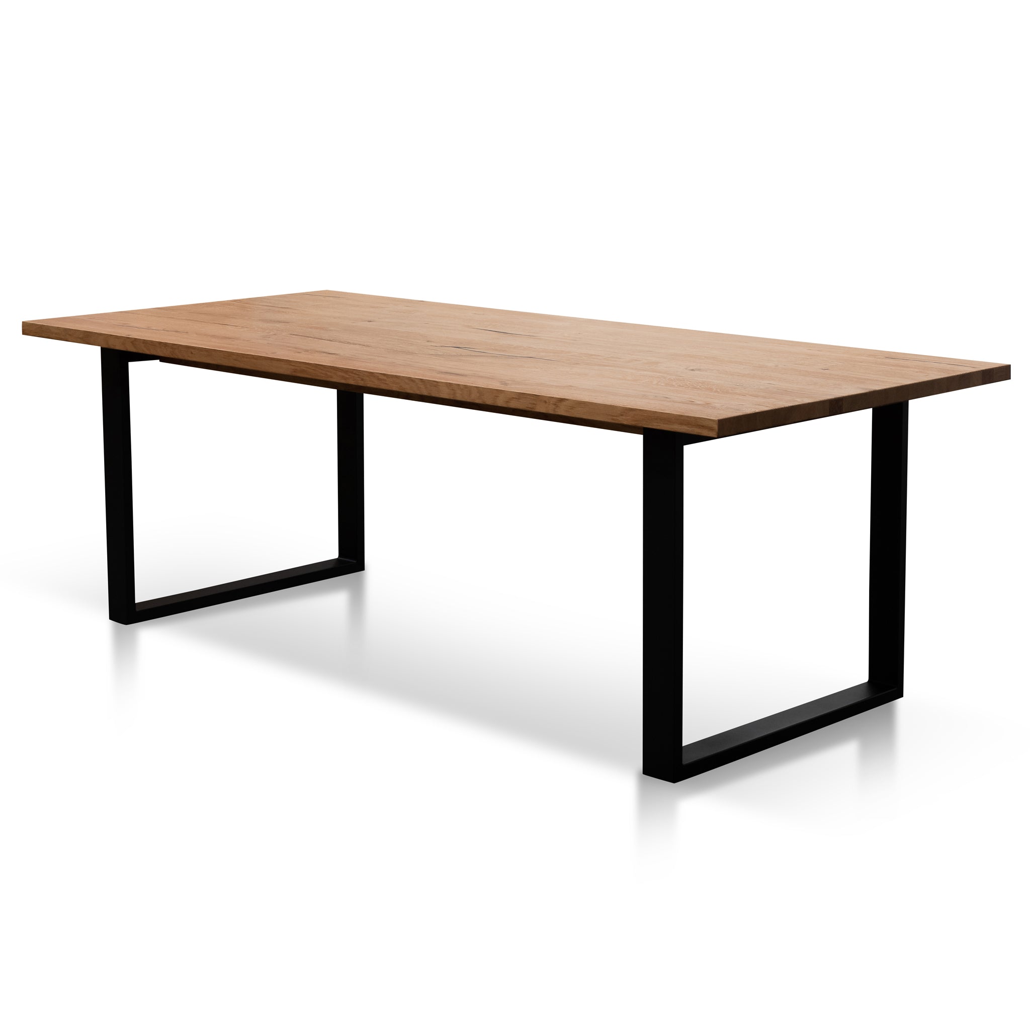CDT6059-SI 2.2m Straight Top Dining Table - Rustic Oak Veneer - Metal Legs