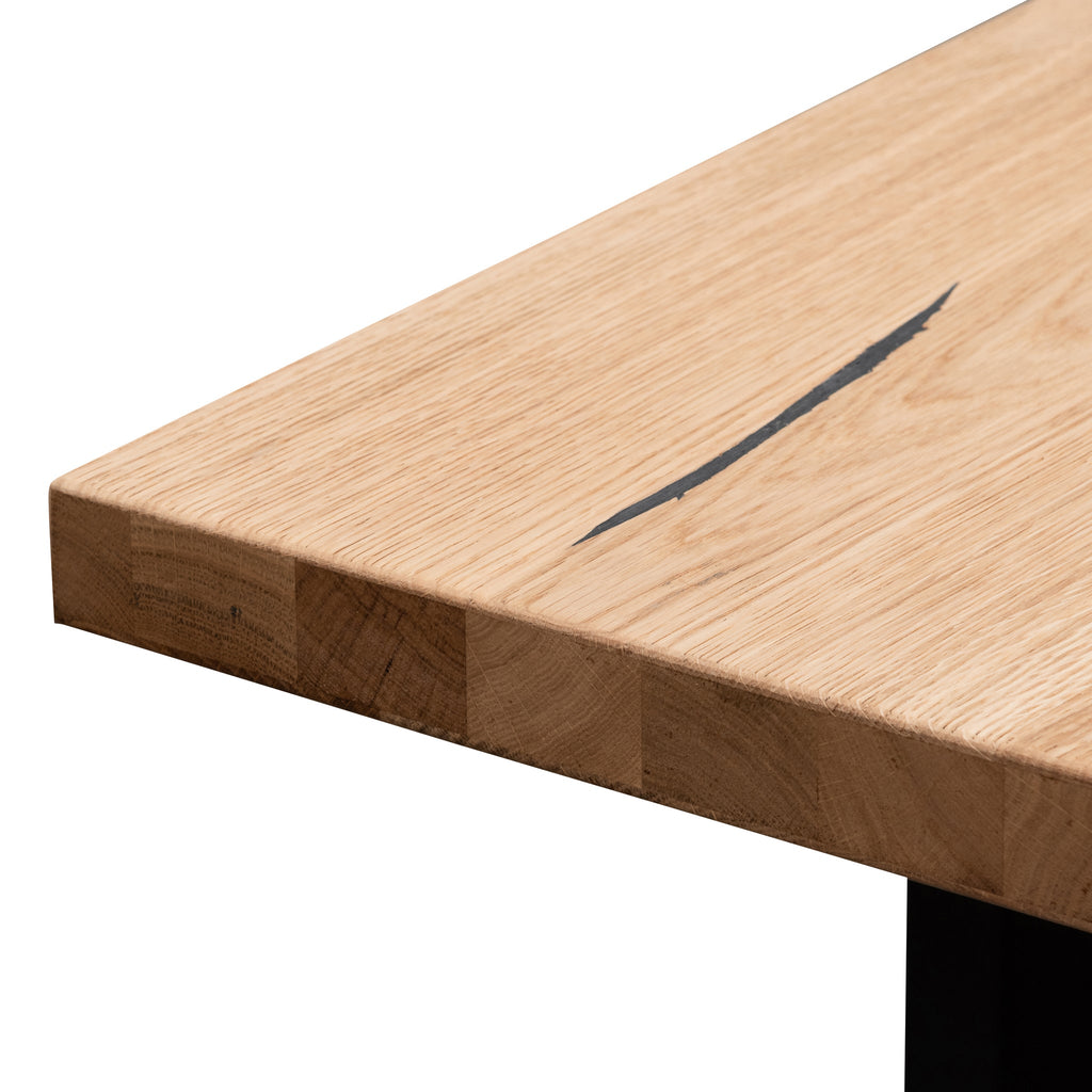 CDT6059-SI 2.2m Straight Top Dining Table - Rustic Oak Veneer - Metal Legs