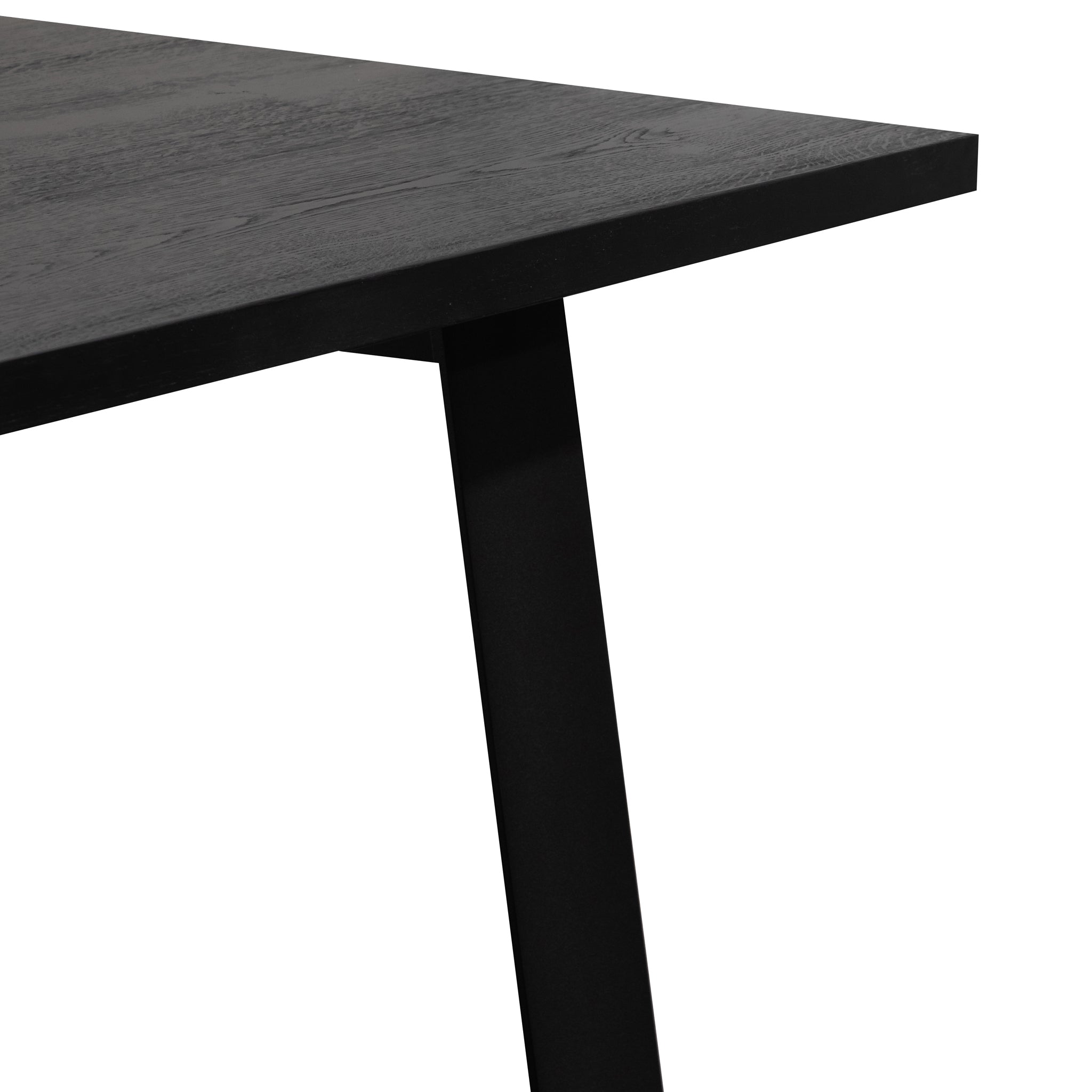 2.2m Straight Top Dining table - Black Rustic Oak Veneer