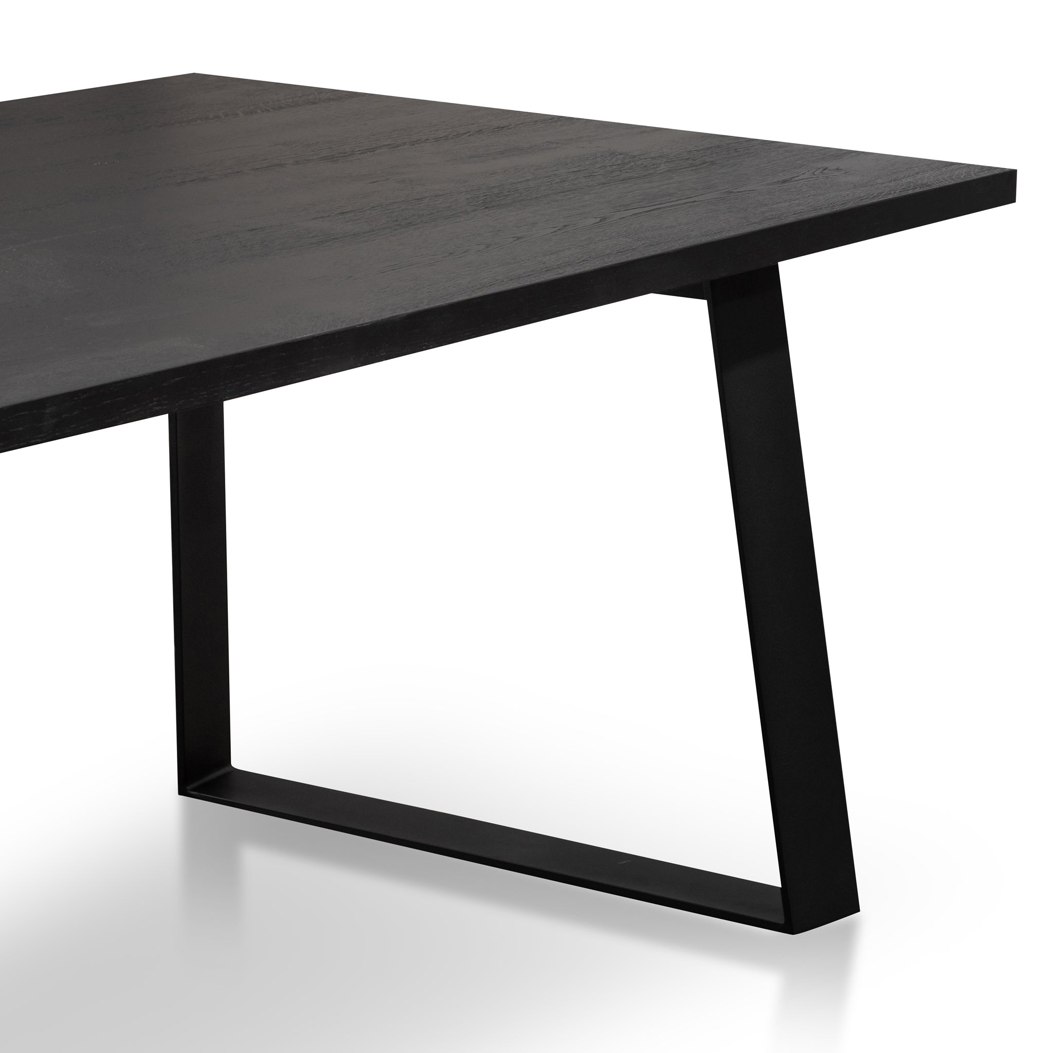 2.2m Straight Top Dining table - Black Rustic Oak Veneer