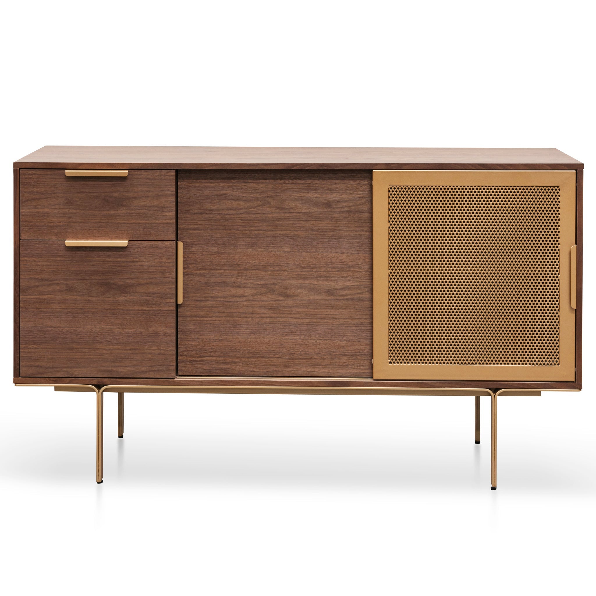 Rebecca 1.45m Walnut Buffet Unit - Brass