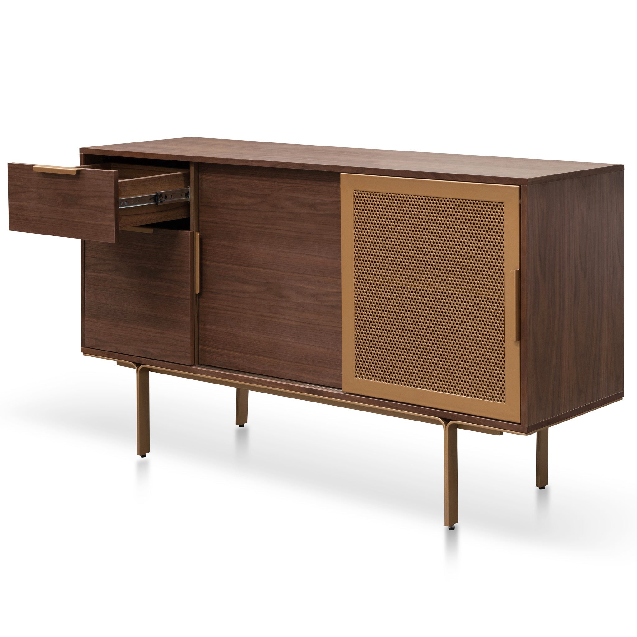 Rebecca 1.45m Walnut Buffet Unit - Brass