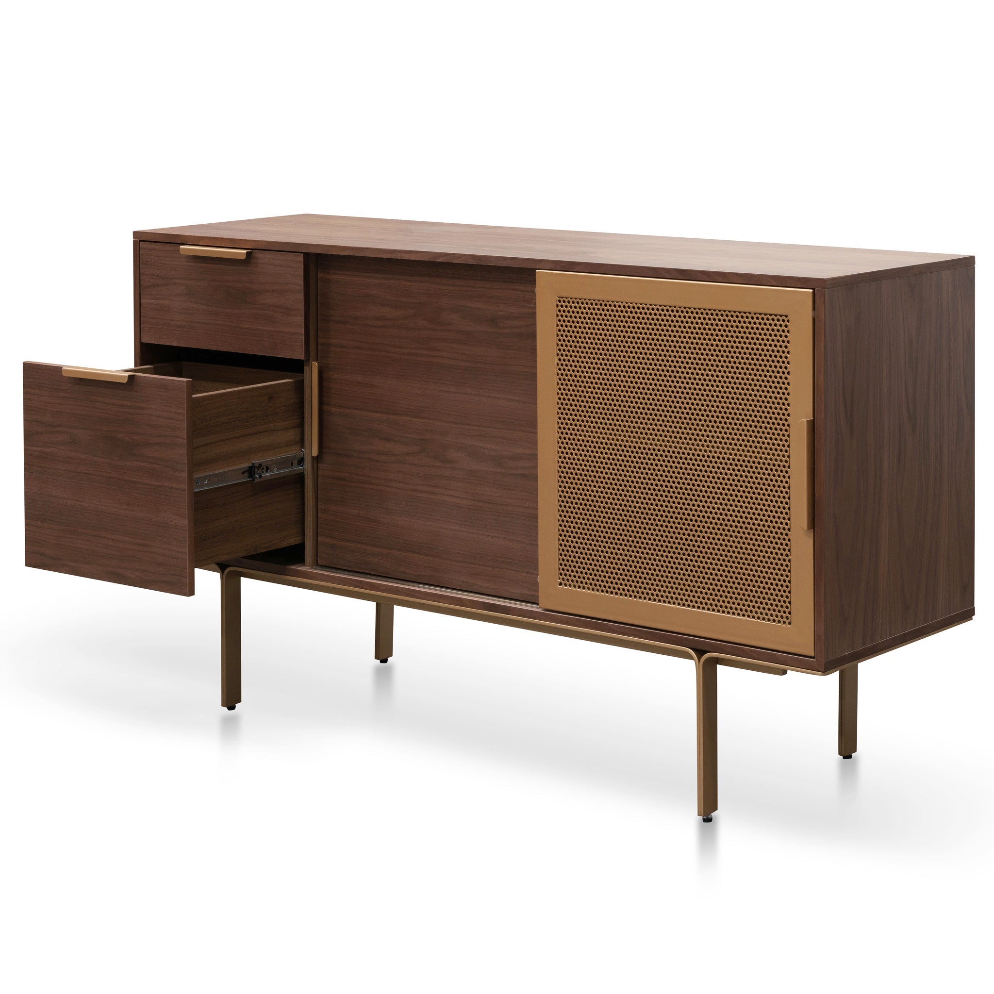 Rebecca 1.45m Walnut Buffet Unit - Brass