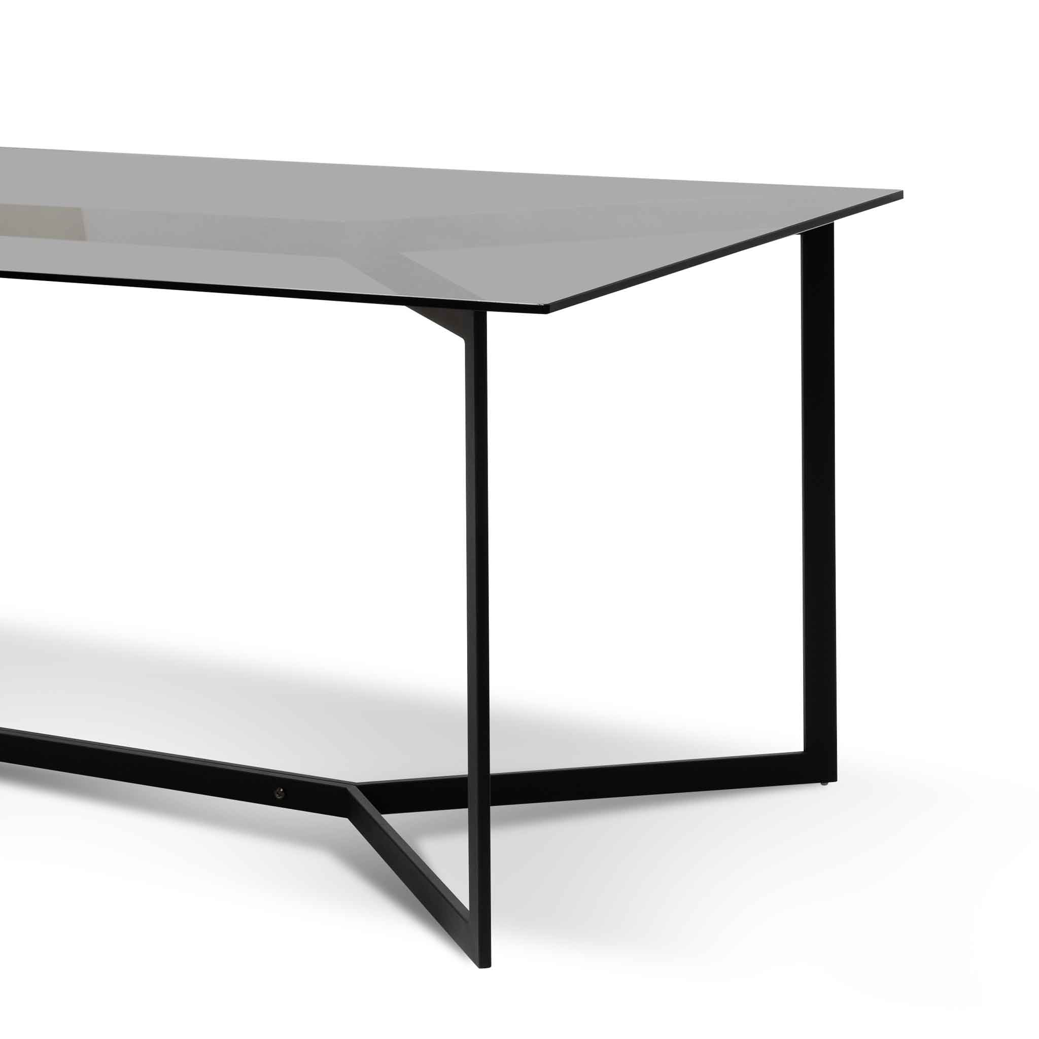 Connor 1.9m Grey Glass Dining Table - Black