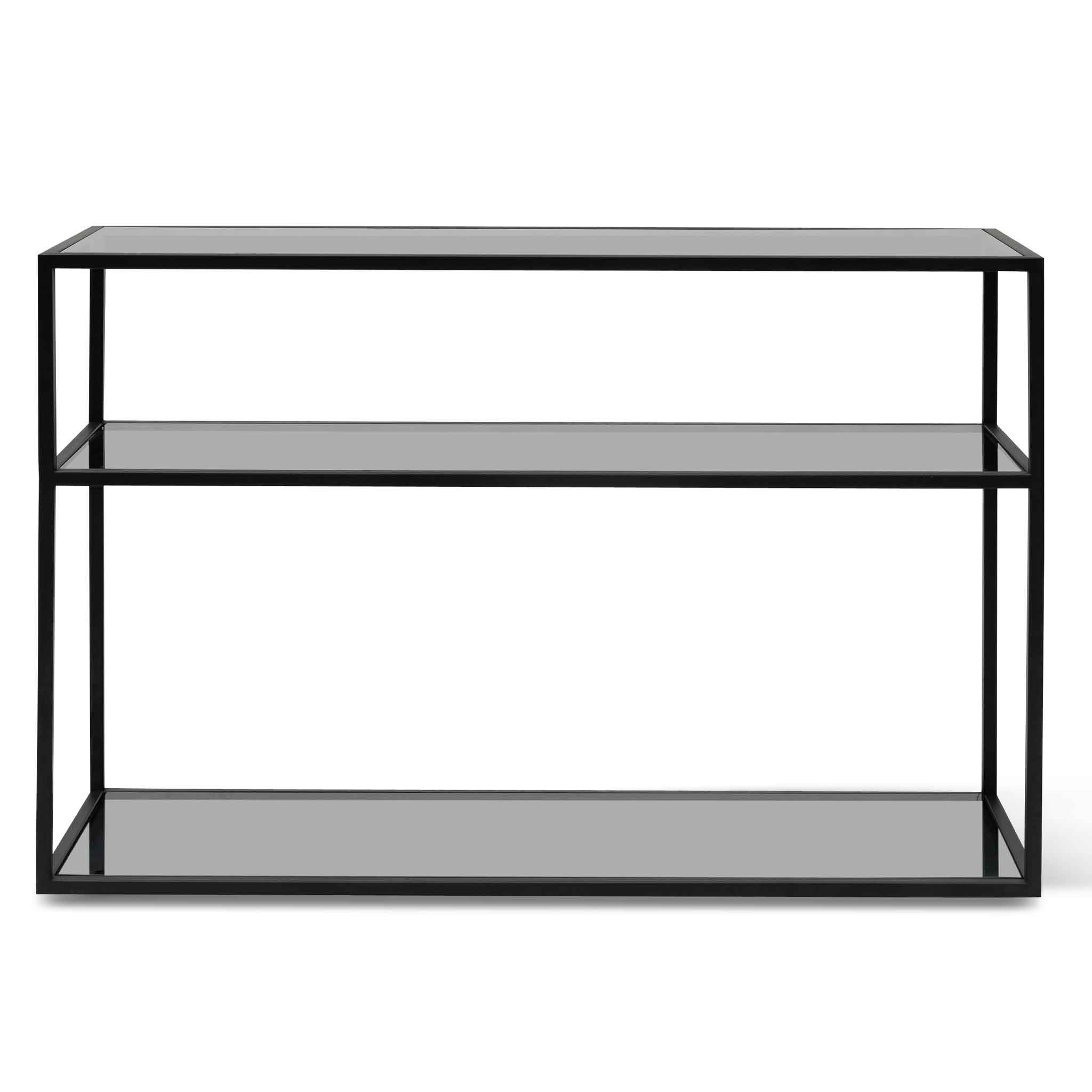 Noel 1.2m Grey Glass Console Table - Black Base