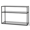 Noel 1.2m Grey Glass Console Table - Black Base