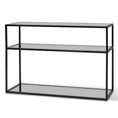 Noel 1.2m Grey Glass Console Table - Black Base