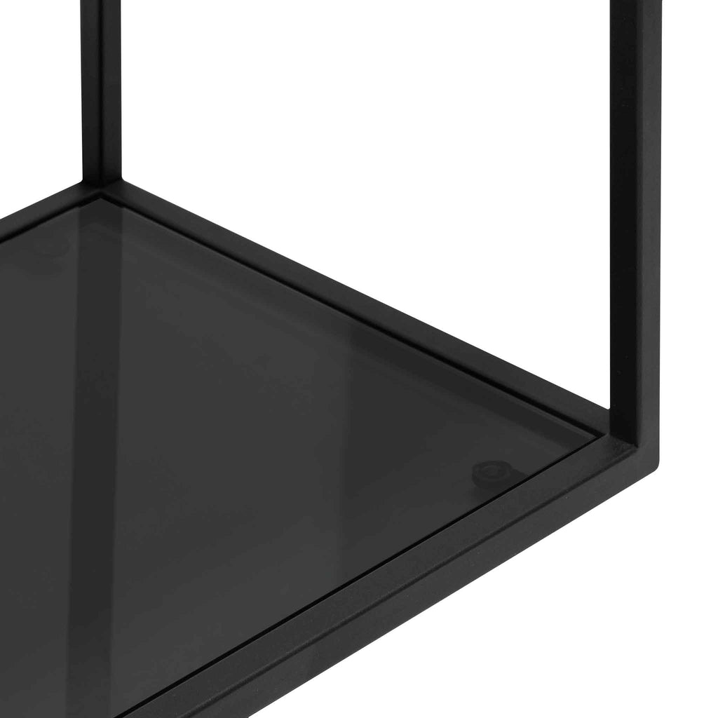 Noel 1.2m Grey Glass Console Table - Black Base