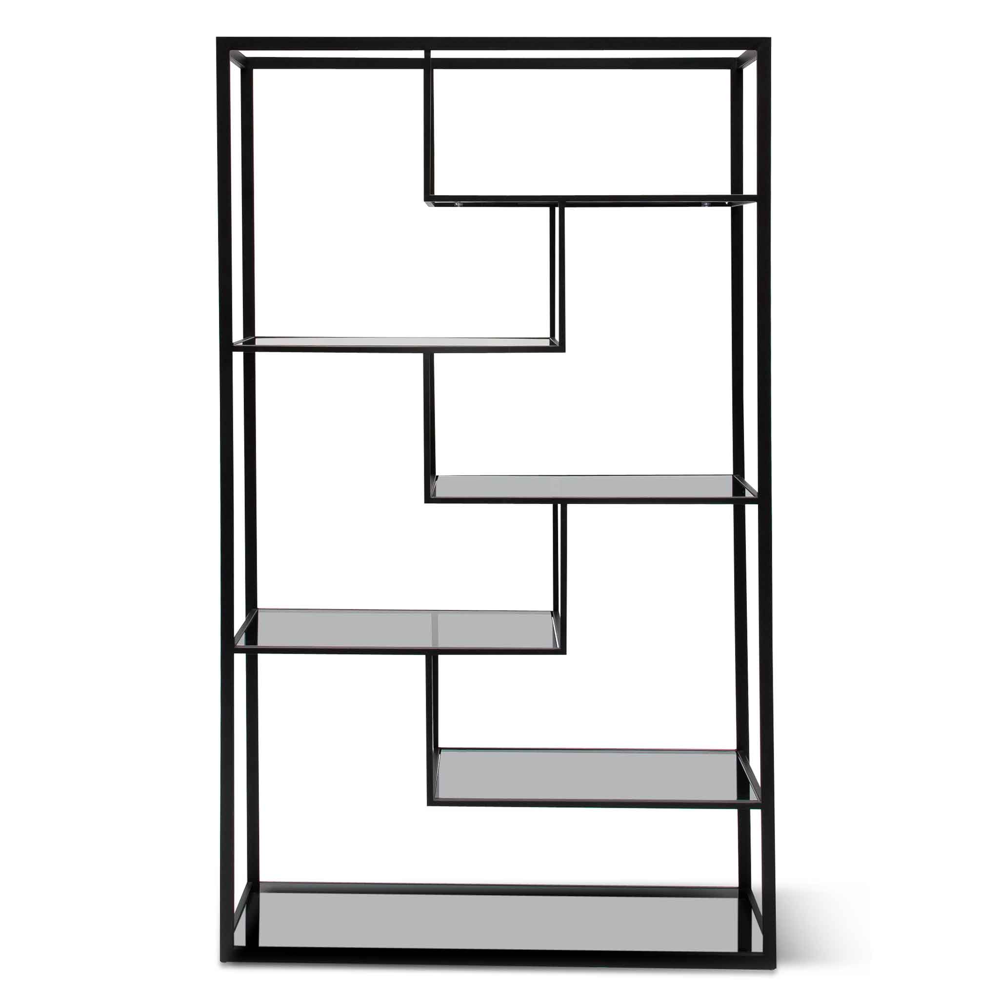 Elle Grey Glass Shelving Unit - Black Frame