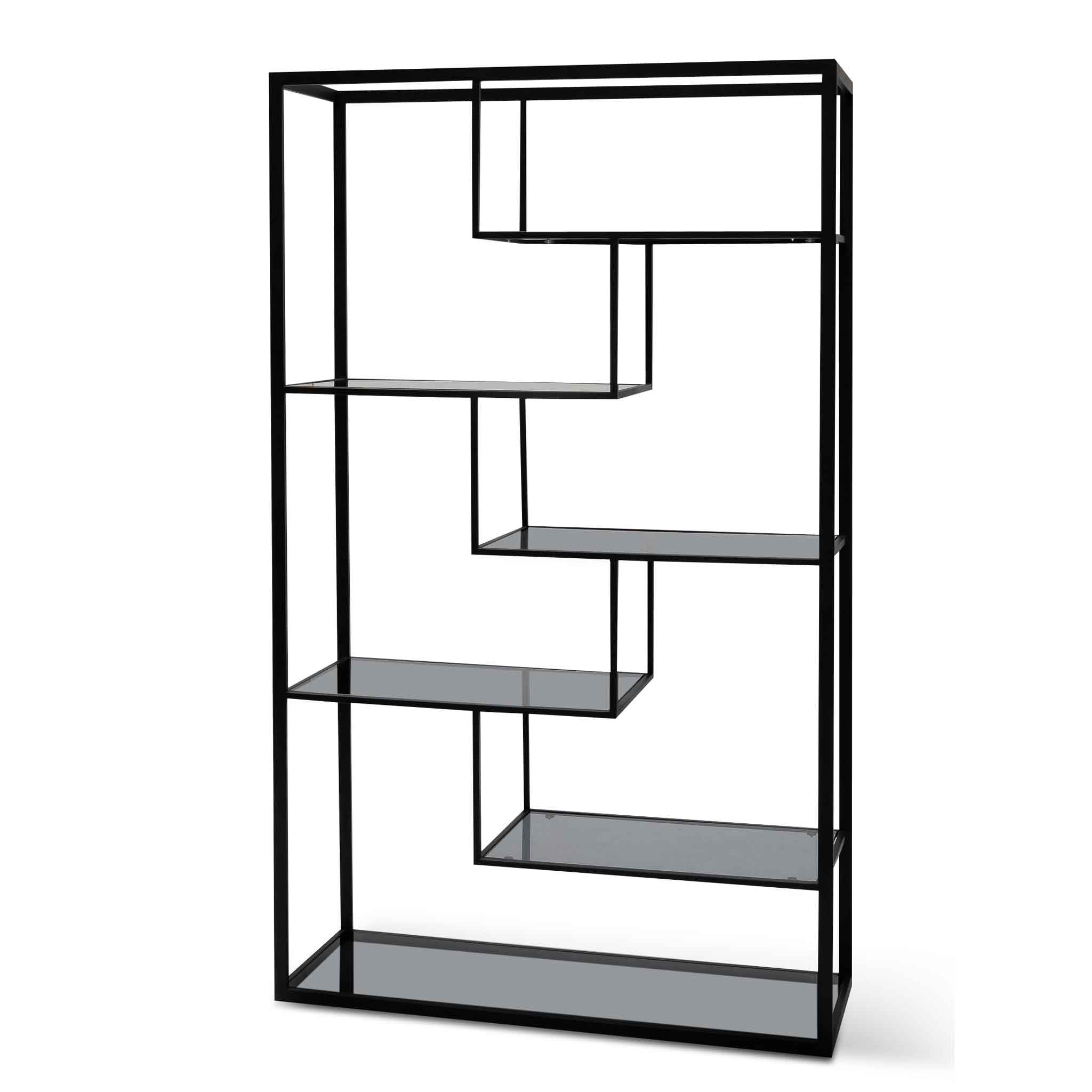 CDT6389-KS 1.2m Grey Glass Shelving Unit - Black Frame